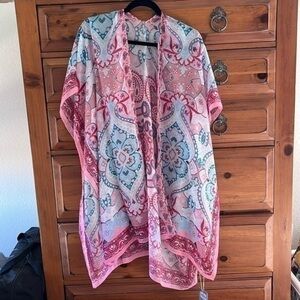 NWT Styline Women’s Pink And Blue Kimono One Size